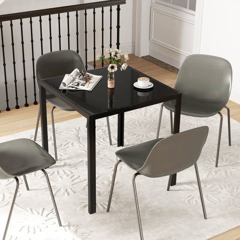 Rootz Dining Table - Kitchen Table - Tempered Glass - Elegant & Secure - 75cm x 75cm x 75cm Black