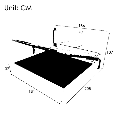 Rootz Double Bed with Storage - Linen Bed - USB Charging - Ample Storage - 208L x 186W x 107H cm
