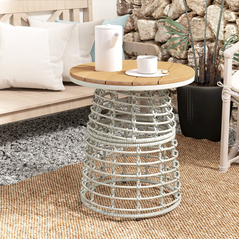 Rootz Garden Couch Table - Outdoor Circular Coffee Table - Rattan Optics - Durable & Elegant - Ø45cm x 50cm