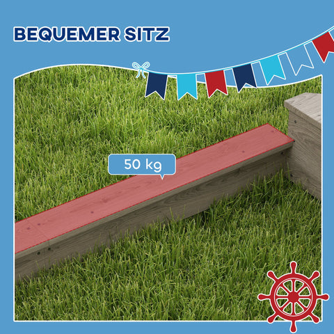 Rootz Pirate Ship Sandpit - Children's Play Set - Wooden Sandbox - Imaginative Fun - 180x103x144.5cm