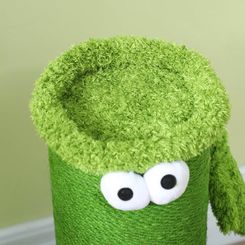 Rootz Cat Scratching Post - Kitty Scratcher - Feline Tree - Sisal Rope - Interactive Toy - 39.5cm x 63cm - Green - Chipboard & Polyester