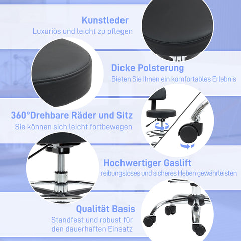 Rootz Ergonomic Office Chair - Compact Swivel Chair - Height Adjustable Chair - Waterproof Leather - 52cm x 52cm x 78-92cm