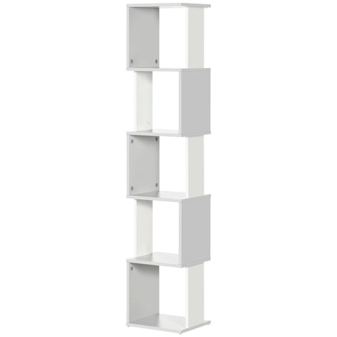 Rootz Bookcase - Modern Shelf - 5 Tier Storage - Space-saving Design - 33cm x 28cm x 161cm