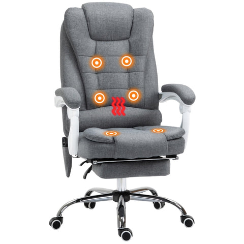 Rootz Massage Office Chair - Executive Chair - 6-Point Massage - Heating Function - Adjustable Backrest - Footrest - 360° Rotation - 65cm x 70cm x 111-119cm