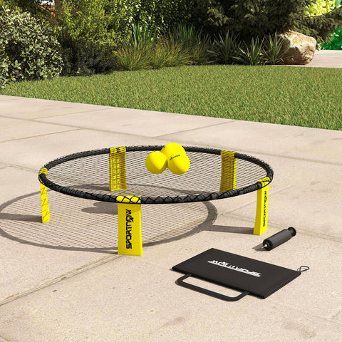 Rootz Roundnet Set Gameet - Spikeball Set - Beach Game - Stability Guaranteed - Ø92 x 20 cm - Yellow & Black