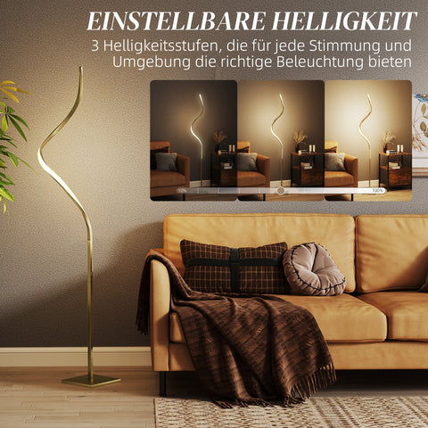 Rootz Spiral Standing Lamp - Floor Lamp - Mood Light - Efficient Lighting - 20.5 x 20.5 x 146cm - Gold