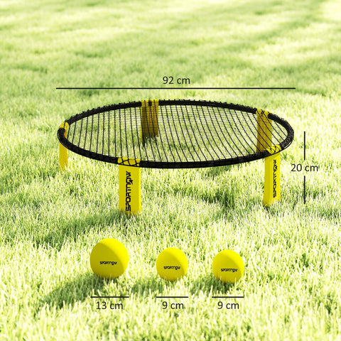 Rootz Roundnet Set Gameet - Spikeball Set - Beach Game - Stability Guaranteed - Ø92 x 20 cm - Yellow & Black