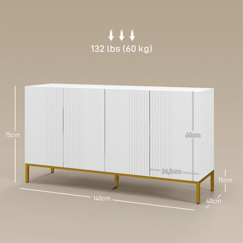 Rootz Buffet Contemporary Cabinet - Storage Furniture - Dining Room Sideboard - Height-Adjustable Shelves - 140cm x 40cm x 75cm