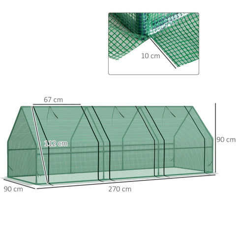 Rootz Mini Greenhouse - Film Greenhouse - Cold Frame - Weatherproof Protection - Enhanced Growth - Easy Setup - 270L x 90W x 90H cm