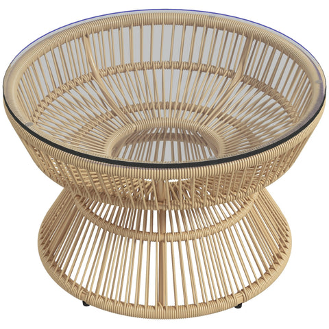 Rootz Round Garden Coffee Table - Outdoor Side Table - Patio Accent Table - Elegant Rattan Look - Ø60cm x 37cm