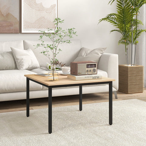 Rootz Retro Coffee Table - Elegant Side Table - Stylish Living Room Table - Natural Fir Wood & Iron - 70cm x 70cm x 45cm - Strong Support - Generous Table Top - Floor Protection