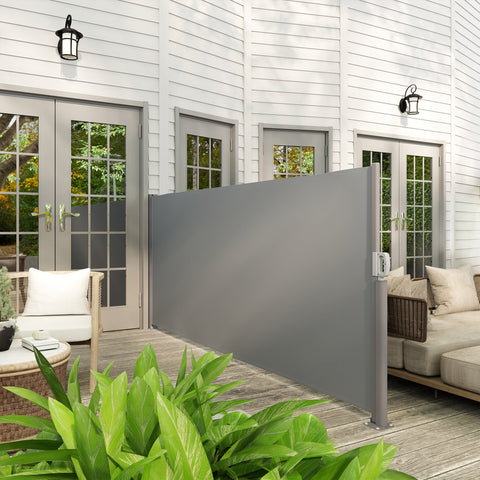 Rootz Side Awning Grey - Privacy Screen - Extendable Sun Protection - UV & Wind Resistant - 300cm x 140cm