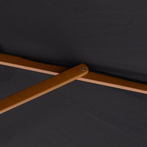Rootz Large Garden Sunshade - Parasol - Balcony Screen - Optimal Sun Protection - Ø 2.5 x 2.3h m - Bamboo Wood, Black