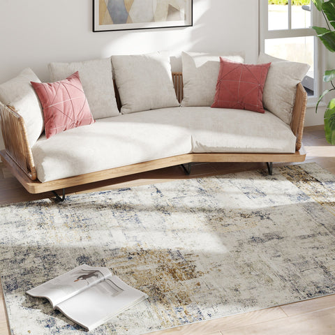 Rootz Living Room Carpet - Modern Artistic Pattern - Washable Rug - Cozy Polyester - 230cm x 160cm x 0.5cm - Grey