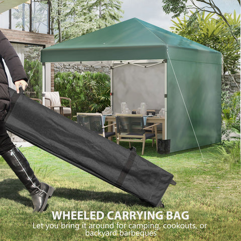 Rootz Folding Pavilion - Pop-Up Tent - Garden Gazebo - UV Protection - 3m x 3m x 2.88m - Stainless Steel Frame - Green