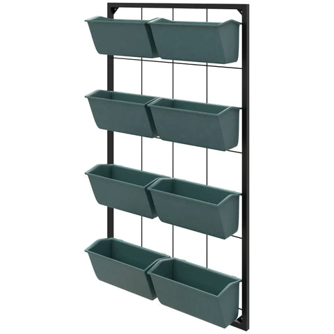 Rootz Planttrap - Bloementrap - 8 Plantbakken - Stapelbaar - Weerbestendig - Grijs + Zwart - 52,5 x 14 x 90 cm