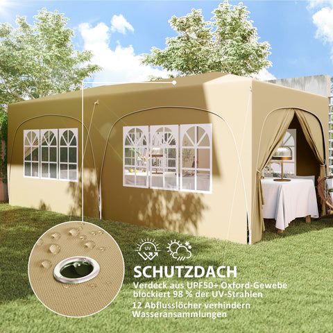 Rootz 3 x 6m Pop-up Gazebo - Garden Tent - Outdoor Canopy - UPF50+ UV Protection - 597cm x 300cm x 270cm