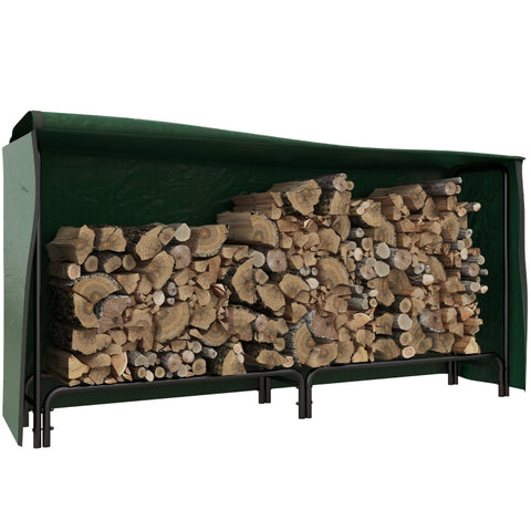 Rootz Firewood Stand - Log Holder - Firewood Rack - PE Cover - 200kg Load Capacity - 200cm x 36cm x 99cm
