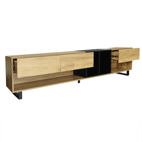 Rootz TV Cabinet - Media Console - Entertainment Unit - Spacious Storage - 200L x 40W x 50H cm