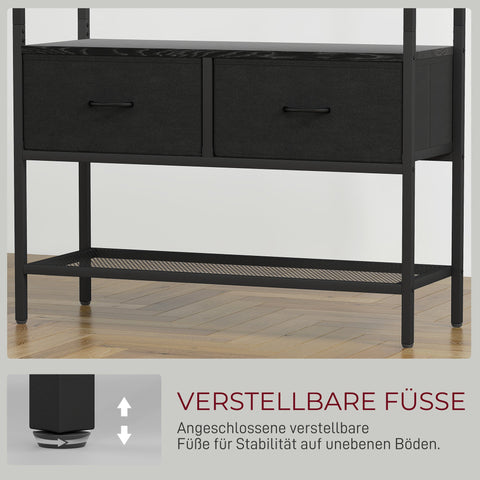 Rootz Cloakroom Stand with Shoe Shelf - Clothes Organizer - Industrial Design Rack - Easy-Access Storage - 80cm x 30cm x 180.5cm - Black