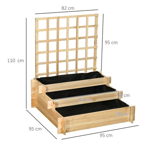 Rootz verhoogd bed met traliewerk - verhoogde tuinplanter - verticale tuin - natuurlijk houten frame - bevordert een gezonde wortelontwikkeling - 95 cm x 95 cm x 110 cm