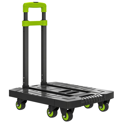 Rootz Sack Truck - Foldable Hand Trolley - Metal Dolly - Adjustable Handle - Up to 200kg Load - 49 x 35 x 102 cm - Compact Storage - Green,Black