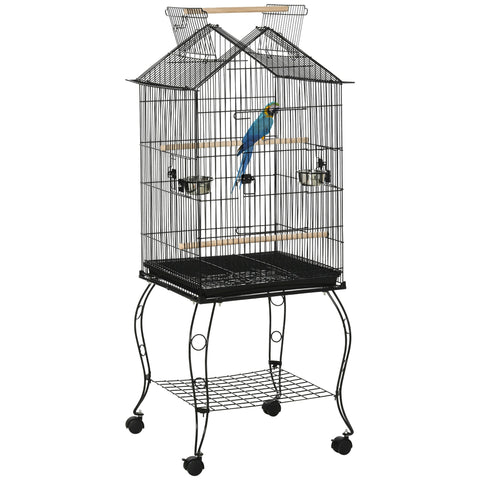 Rootz Bird Cage on Stand - Aviary - Bird House - Portable & Easy Cleaning - 50 x 58 x 137/145 cm