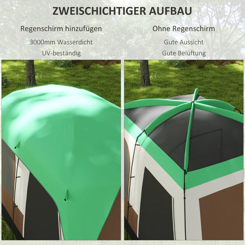 Rootz Camping Tent for 7-8 Persons - Family Tent - Group Tent - Weather Protection - Optimal Ventilation - 490cm x 305cm x 225cm - Green