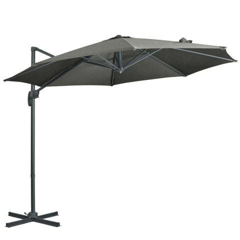 Rootz Parasol - Cantilever Parasol - Garden Umbrella with Cross Base - Weather Resistant - Sun Protection - Aluminum - Gray - 294 cm x 248 cm
