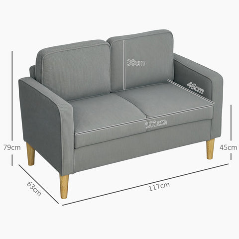 Rootz Two Seater Storage Sofa - Mini Couch - Compact Sofa - Space-Saving Design - 117cm x 63cm x 79cm