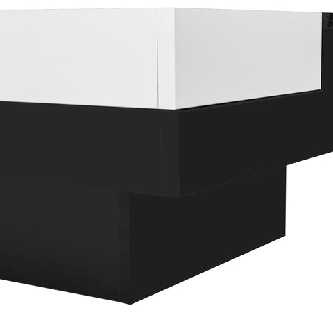 Rootz Coffee Table - Living Room Table - High Gloss - Removable Storage - LED Light Effect - 72cm x 72cm x 30cm