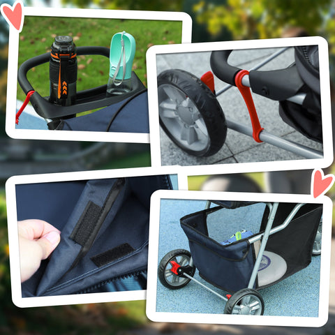 Rootz Dog Stroller - Collapsible Buggy - Foldable Pet Carriage - Comfortable Walks - 75cm x 45cm x 97cm