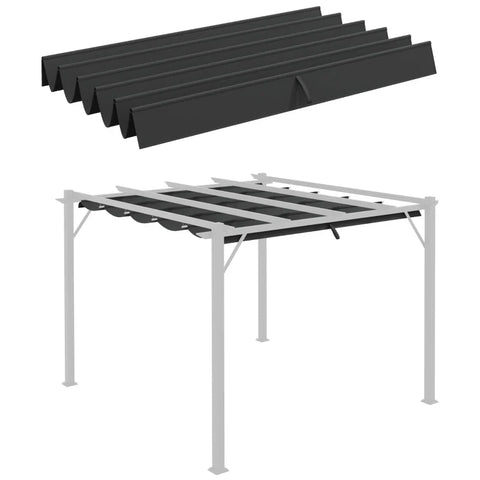 Rootz Replacement Tarpaulin - Gazebos - With Water Drainage Holes - Retractable Pergola Shade Cover - Dark Gray - 2.50 x 2.55 m
