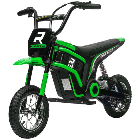 Rootz Kids Electric Motorcycle - Children's Ride-On Bike - 24V Motor - Integrated Music & Lights - Shock-Absorbing Wheels - Green - 119cm x 64cm x 76.5cm