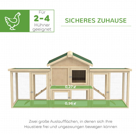 Rootz Chicken Coop – Poultry House – Hen Habitat – Secure & Ventilated – 204cm x 85cm x 93cm