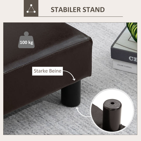 Rootz Kruk met stoffen bekleding - Kunstleer Poef - Voetensteun - Duurzaam en waterbestendig - Dikke vulling - Stabiele kunststof poten - 40 x 30 x 24 cm - Koffie