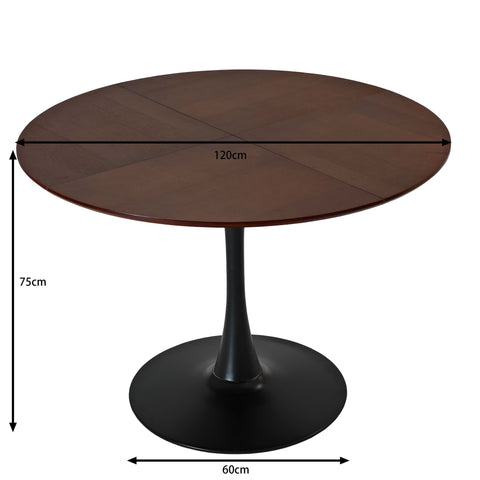 Rootz Modern Round Dining Table - Patchwork Table Plates - Metal Base - Durable & Stylish - 120 cm x 120 cm x 75 cm