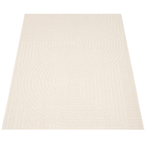 Indoor Outdoor Rug – Durable & Soft – Geometric 3D Pattern – Weather & UV Resistant – Easy to Clean – Elegant Border – Patio & Living Room Use