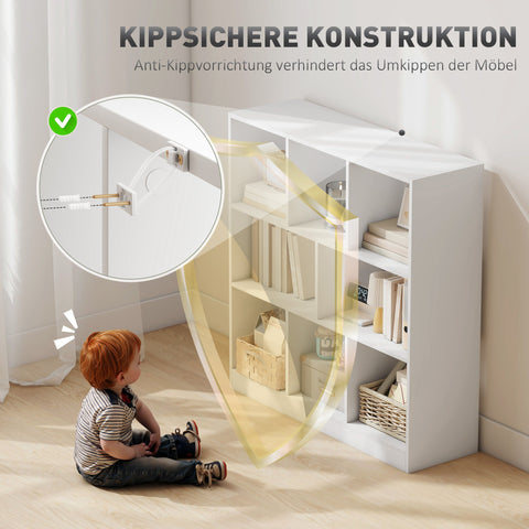 Rootz Bookcase - Regal Standregal - Bookshelf - Organizer - 8 Shelves - Spacious Storage - 97.5 x 30 x 100 cm - White