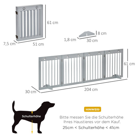 Rootz Dog Barrier - Wooden Pet Gate - Folding Dog Guard - Pinewood - Flexible Design - 204cm x 30cm x 61cm