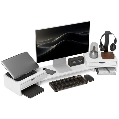 Rootz Adjustable Monitor Stand - Computer Table Stand - PC Screen Riser - Enhances Visual Comfort - 60-116cm x 22cm x 12cm