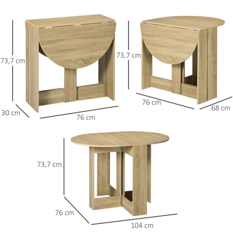 Rootz Folding Table - Kitchen Dining Table - Dining Room Table - Space-Saving Design - 104cm x 76cm x 73.7cm