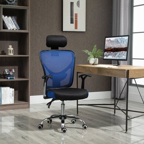 Rootz Ergonomic Office Chair - Swivel Chair - Mesh Chair - Adjustable Comfort - 62 x 67 x 108-118 cm - Black and Blue