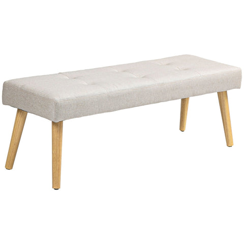 Rootz Upholstered Bench - Bedroom Bench - Window Seat - Thick Padding - Imitation Linen - Natural Wood Legs - 120cm x 41cm x 43cm