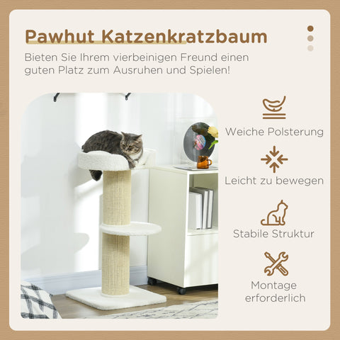 Rootz Cat Tree 91cm - Climbing Tree - Activity Tower - Promotes Play - 45cm x 45cm x 91cm - White Lamb Wool