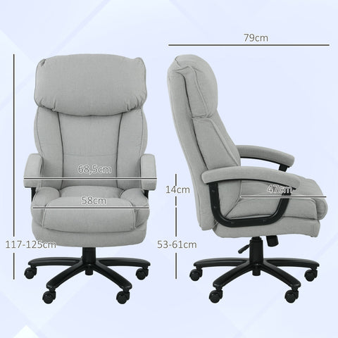 Rootz Large High Office Chair - Desk Armchair - Ergonomic Seating - 200kg Capacity - Grey - 68.5cm x 79cm x 117-125cm