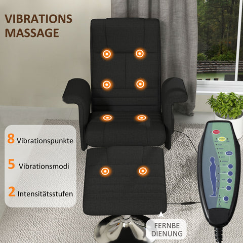 Rootz Massage Chair with Stool - Recliner - Relaxation Chair - 8-Point Vibration - 78cm x 95cm x 88cm