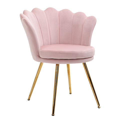 Rootz Shell Chair Velvet Dressing Chair - Salon Chair - Upholstered Chair - Gold Plated Legs - 67W x 64D x 77H cm