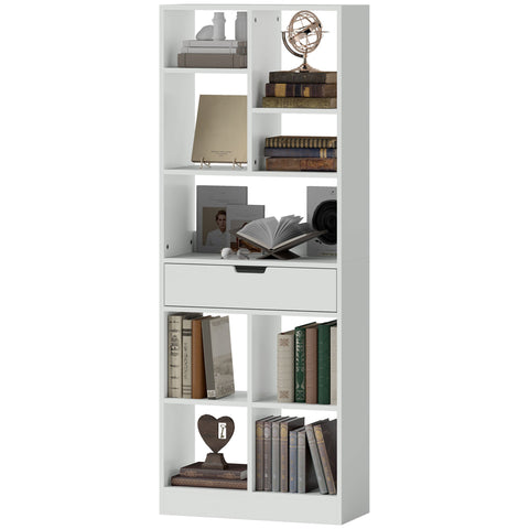 Rootz Multi-Purpose Bookcase - Shelf with Compartments - Storage Unit - Anti-Tilt Safety - 60 x 26 x 158 cm, White