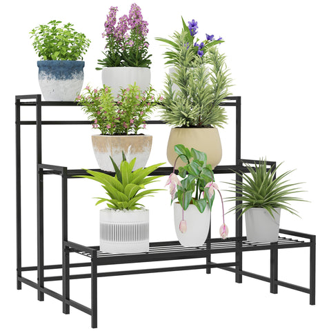 Rootz Flower Pot Stand - 3-Tier Plant Shelf - Metal Plant Holder - Enhances Sunlight - 75x70x66cm